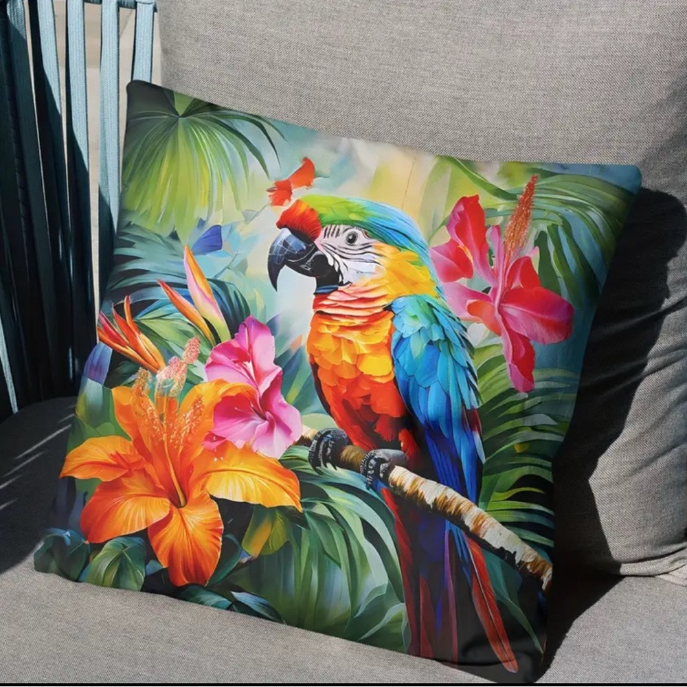 4pcs Tropical Parrot Plush Throw Pillowcase, Washable Home Decoration, 18×18” - Picture 6 of 6